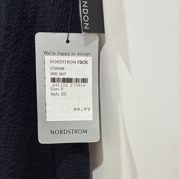 Maggy London Short Sleeve Necktie Navy Midi Dress - Picture 6 of 7